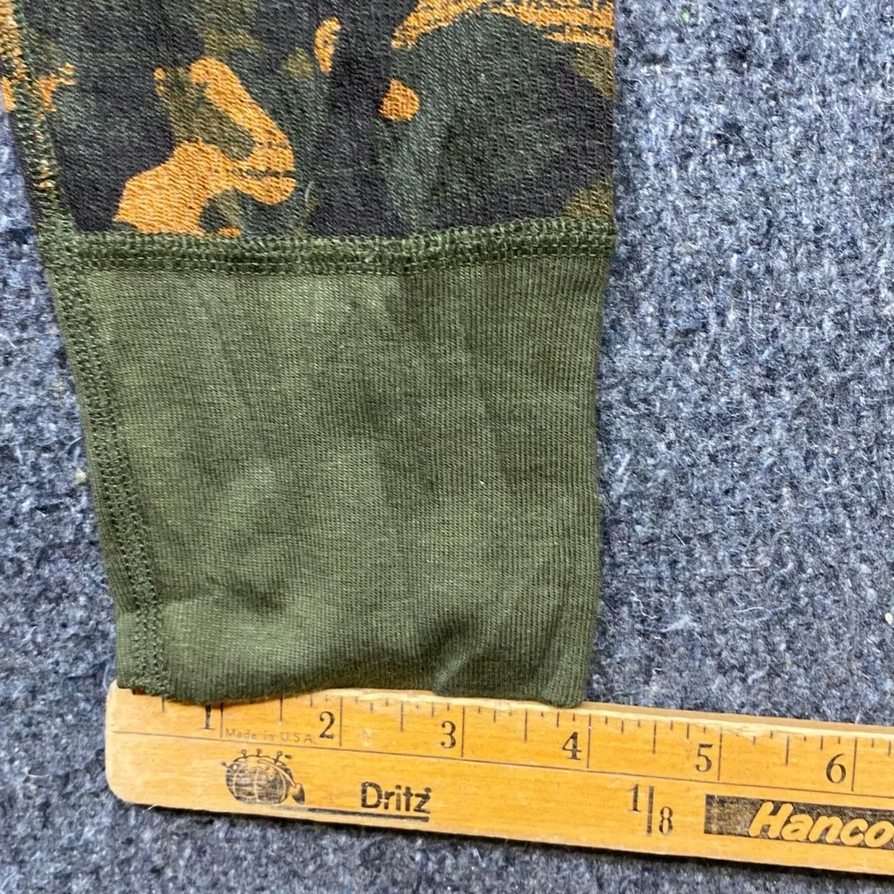 Hanes Originals Thermal Long John Pants Sz S Mens Green Camo Waffle Knit Bottoms